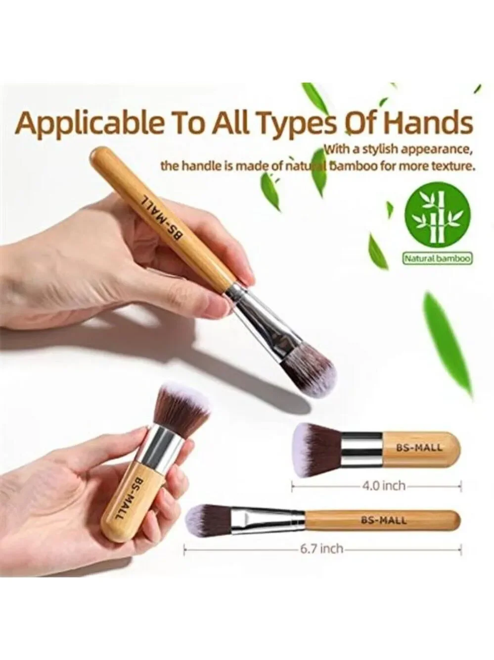 Small Makeup Brush Set 11Pcs Bamboo Synthetic Kabuki Brush Set